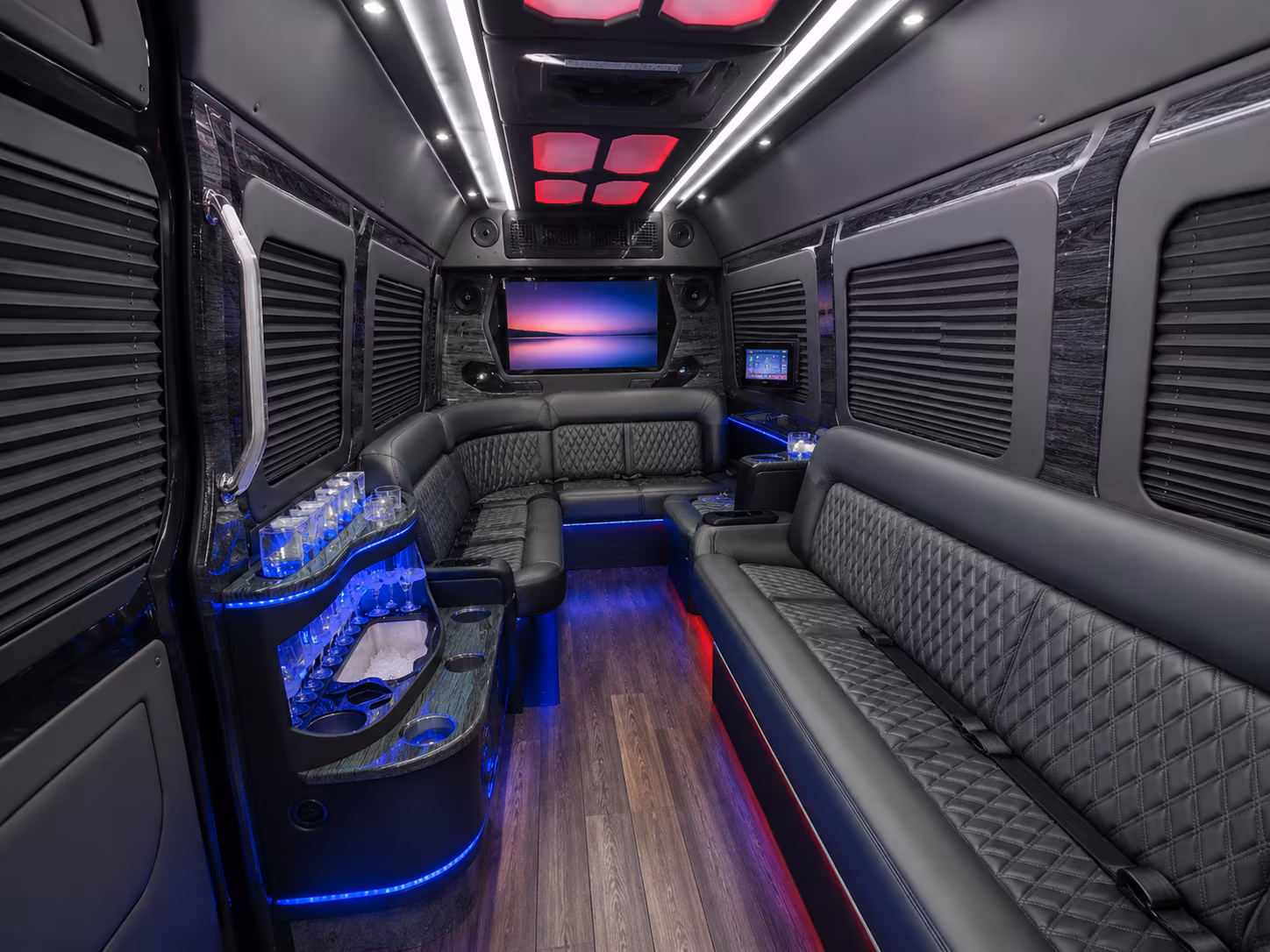 harlingen 30 passenger party bus inside